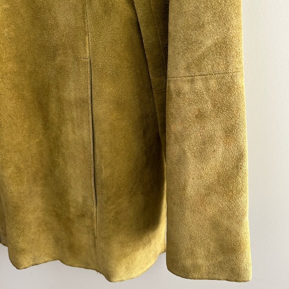 MaxMara Weekend 100% Genuine Suede Leather Green Chartreuse Jacket - Picture 4 of 10